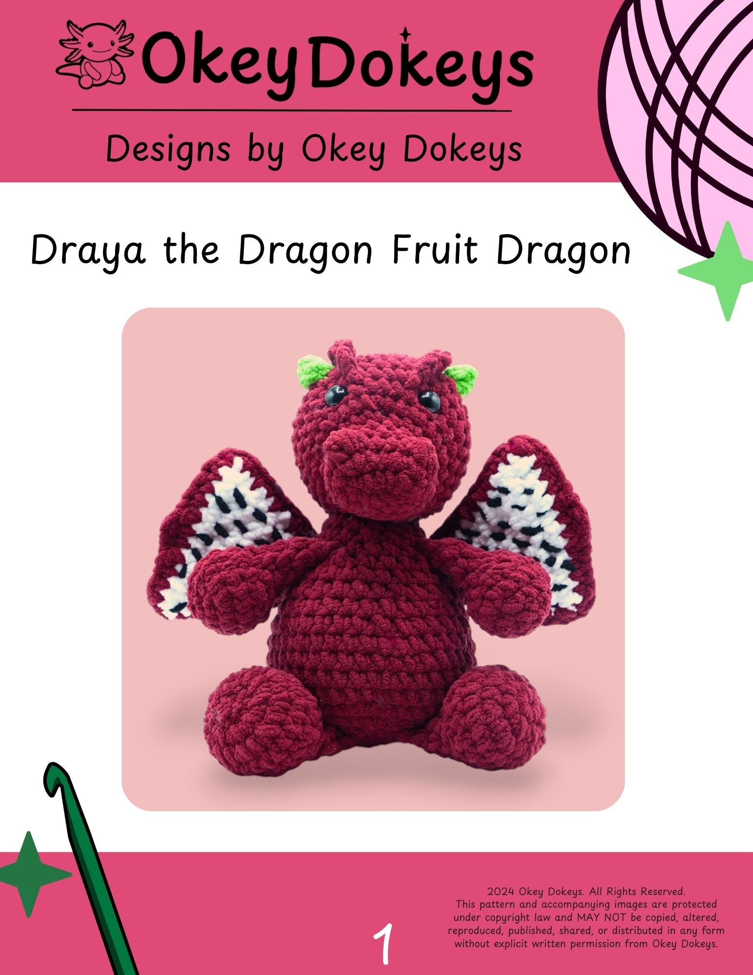 Dragon Fruit Dragon Crochet Pattern Only – Okey Dokeys