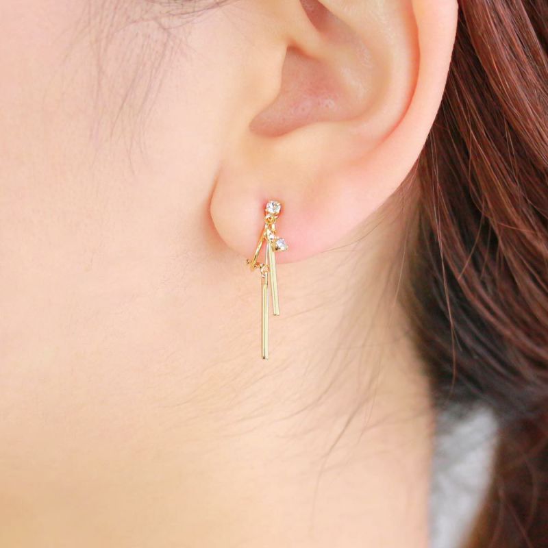 イヤリング ニッケルフリー ストーン メタル スティック ワイヤー