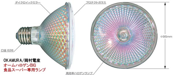 OKAMURA(オカムラ)/岡村電産「オームハロゲンBIG」食品専用ランプを
