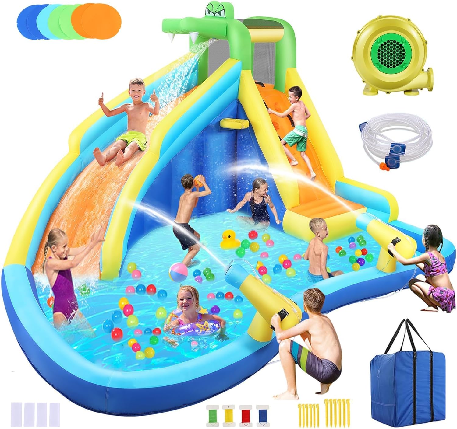 AKEYDIY Inflatable Water Slide Crocodile Cove Bounce House – Akeydiy