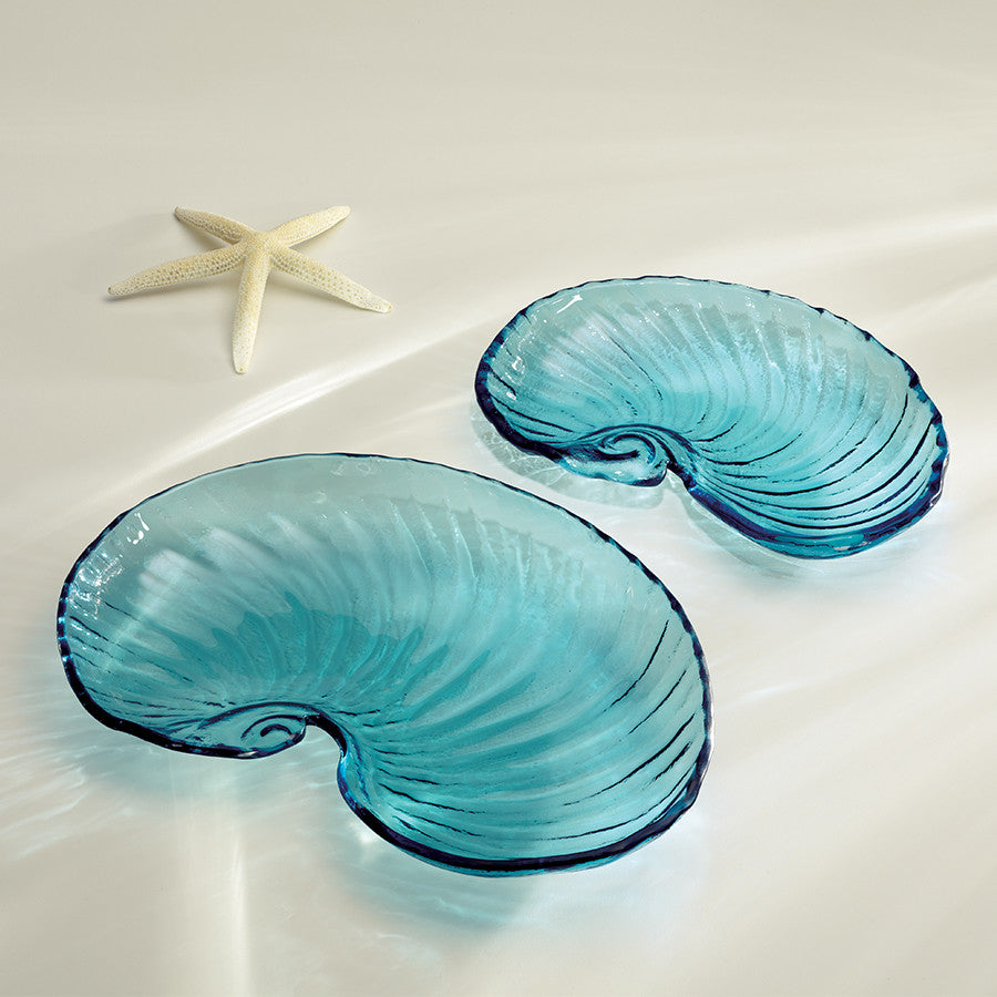 Sustainable Handmade Blue Glass Nautilus Shell Bowls | Ultramarine