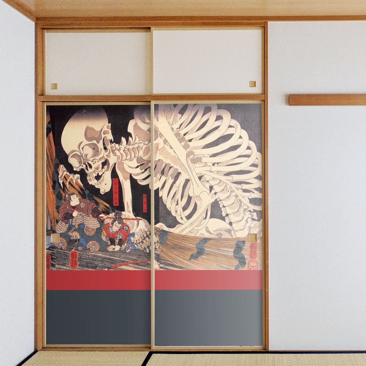 浮世絵 ふすま紙 歌川国芳 相馬の古内裏 2枚1組 水で貼るタイプ 幅91cm