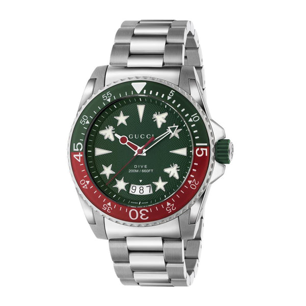 Gucci Dive 45mm Green Dial Steel - YA136222 – Chong Hing Jewelers
