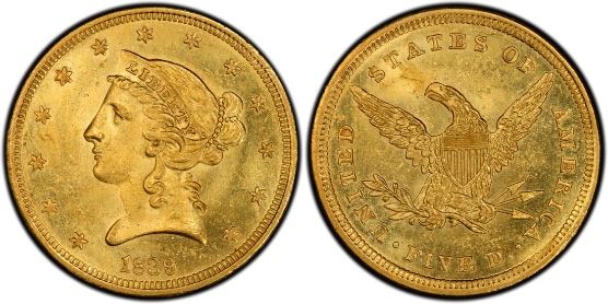 アンティークコイン アメリカ 5ドル金貨リバティヘッド 1886-S ＄5