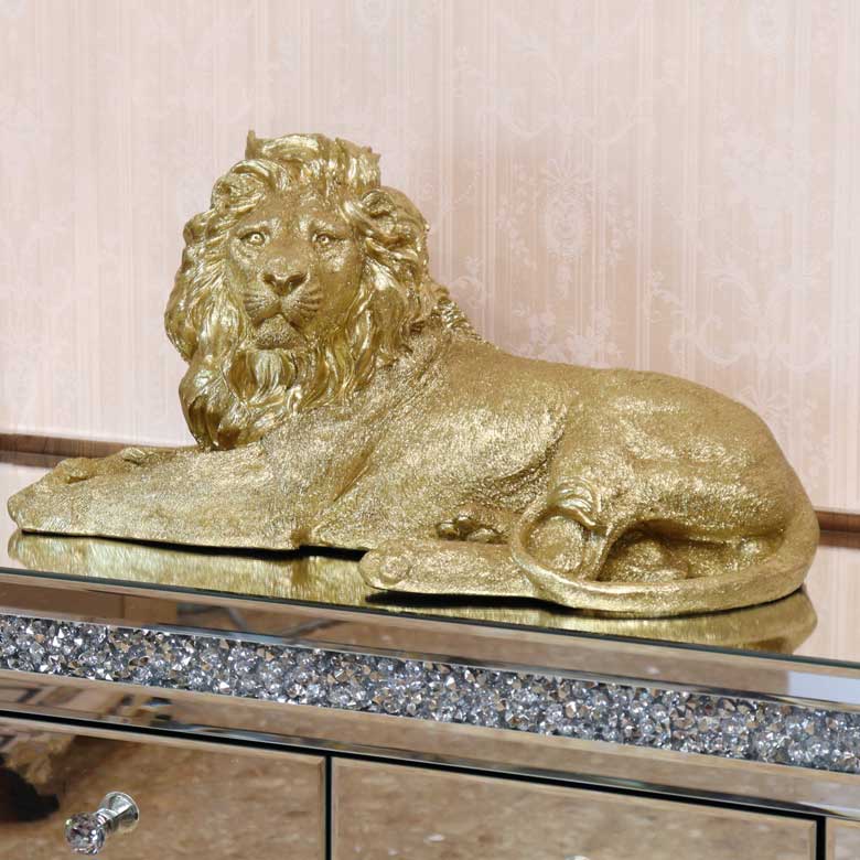 ライオンの置物 オブジェ 横寝 ディラン 風水 縁起物 オーナメント
