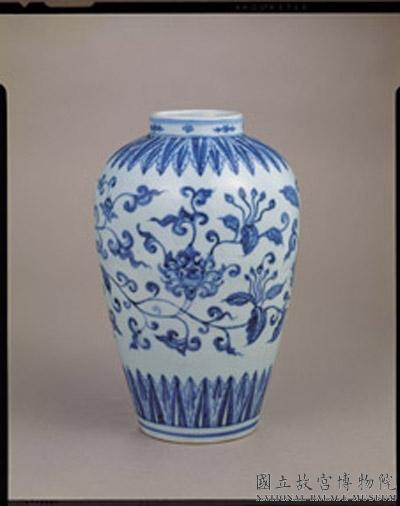 明宣德窯青花轉枝番蓮紋瓶-數位典藏與學習聯合目錄