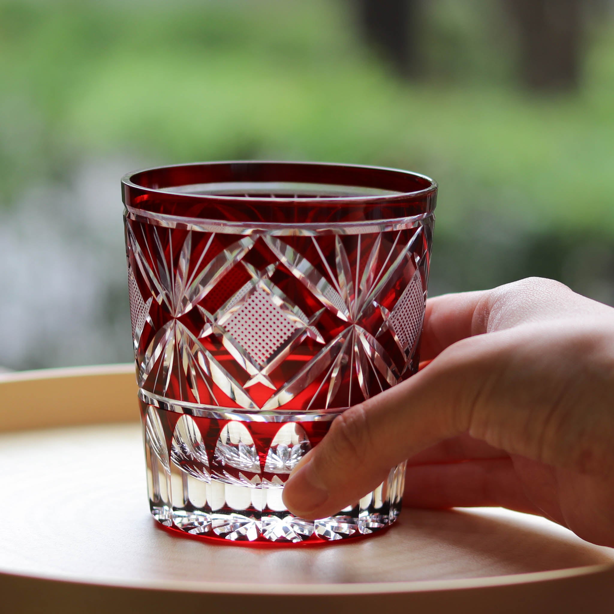 江戸切子 オールド | 剣菱魚子文様 | アカ | ミツワ硝子