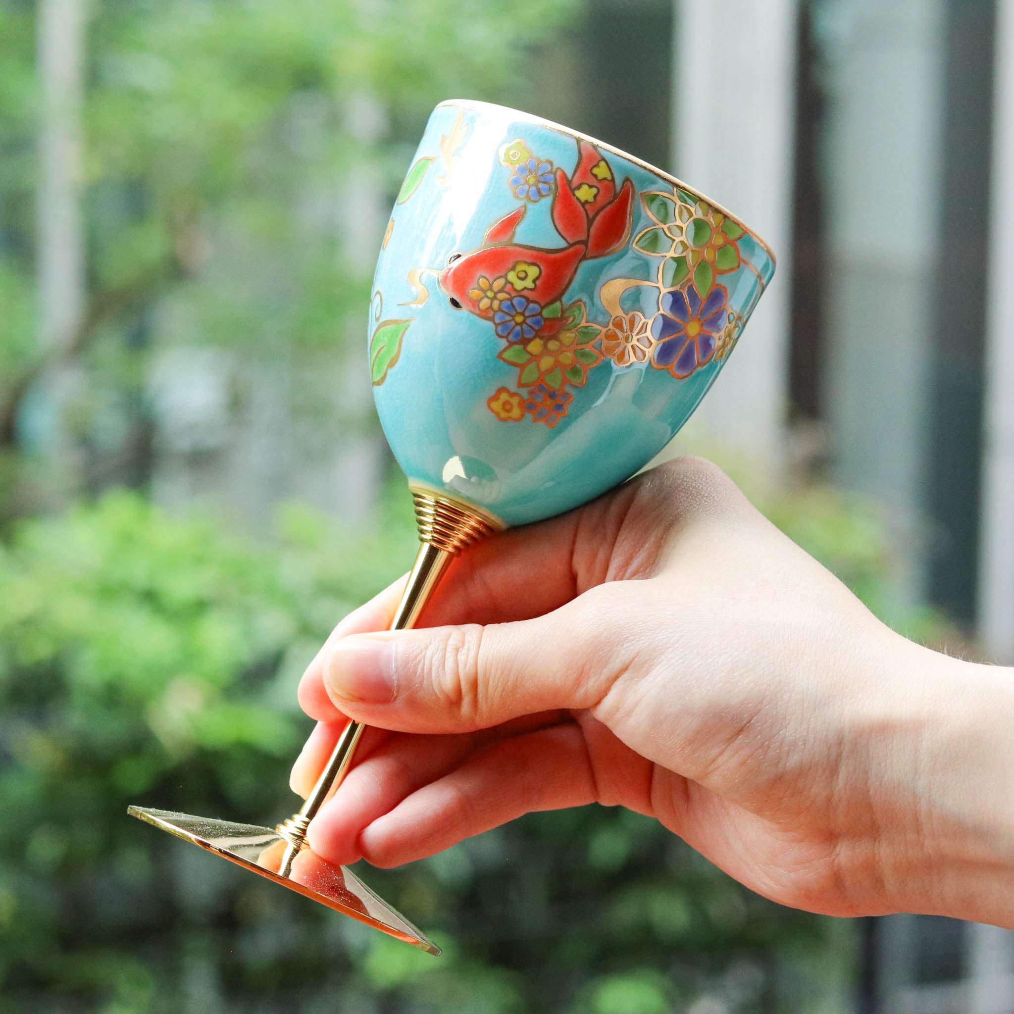 九谷焼 ワインカップ | 花きらり | 金魚 | 美山窯