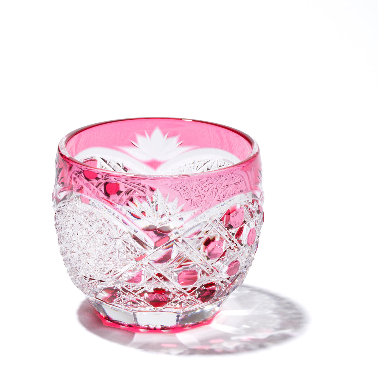 江戸切子 ぐい呑み｜煌光｜金赤｜山田硝子