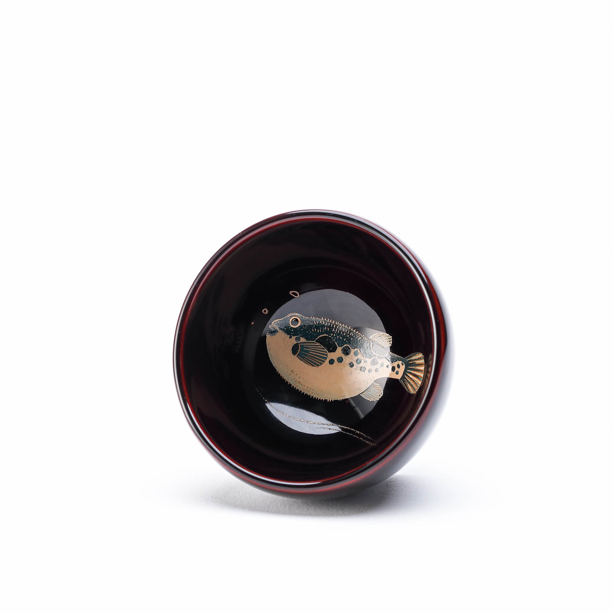輪島塗 ぐい呑み | 魚泳ぐ | フグ | 田谷漆器店【ご納品まで約