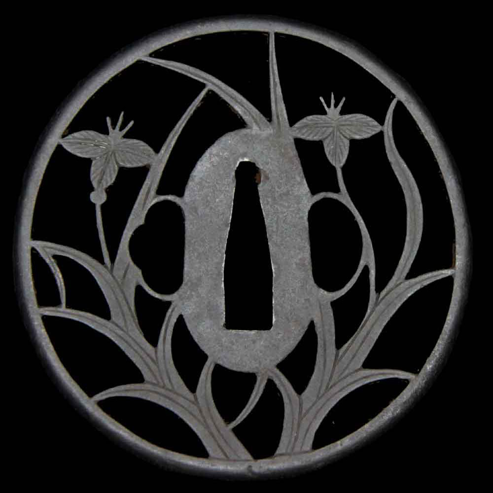 鉄地菖蒲図透鍔 – 刀剣・日本刀販売【黒金の舎】