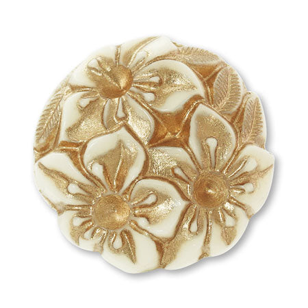 アクリル ドイツ製 カボション フラワー1 アイボリー/G – 貴和製作所