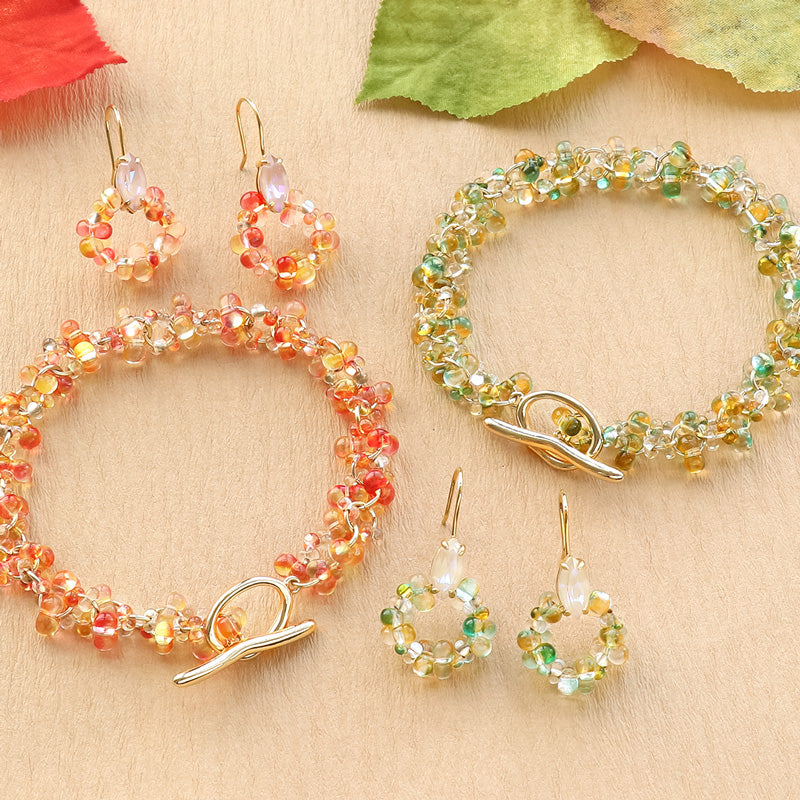 レシピNo.KR1073 チェコファルファーレのブレス＆ピアス – 貴和製作所