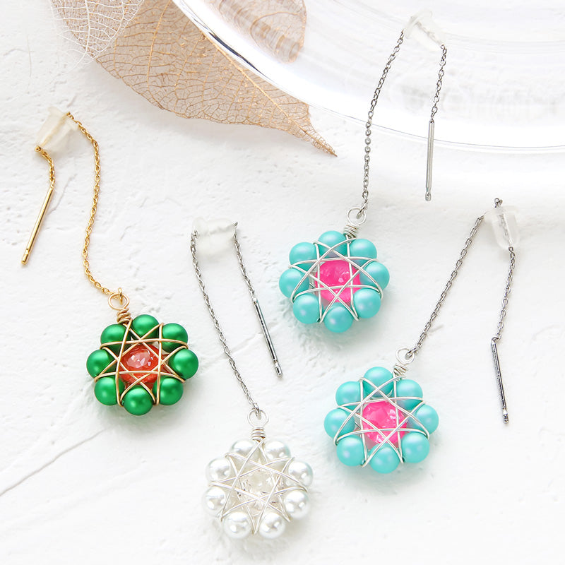 レシピNo.KR1004 クリスタルパールの八芒星ビジューピアス – 貴和