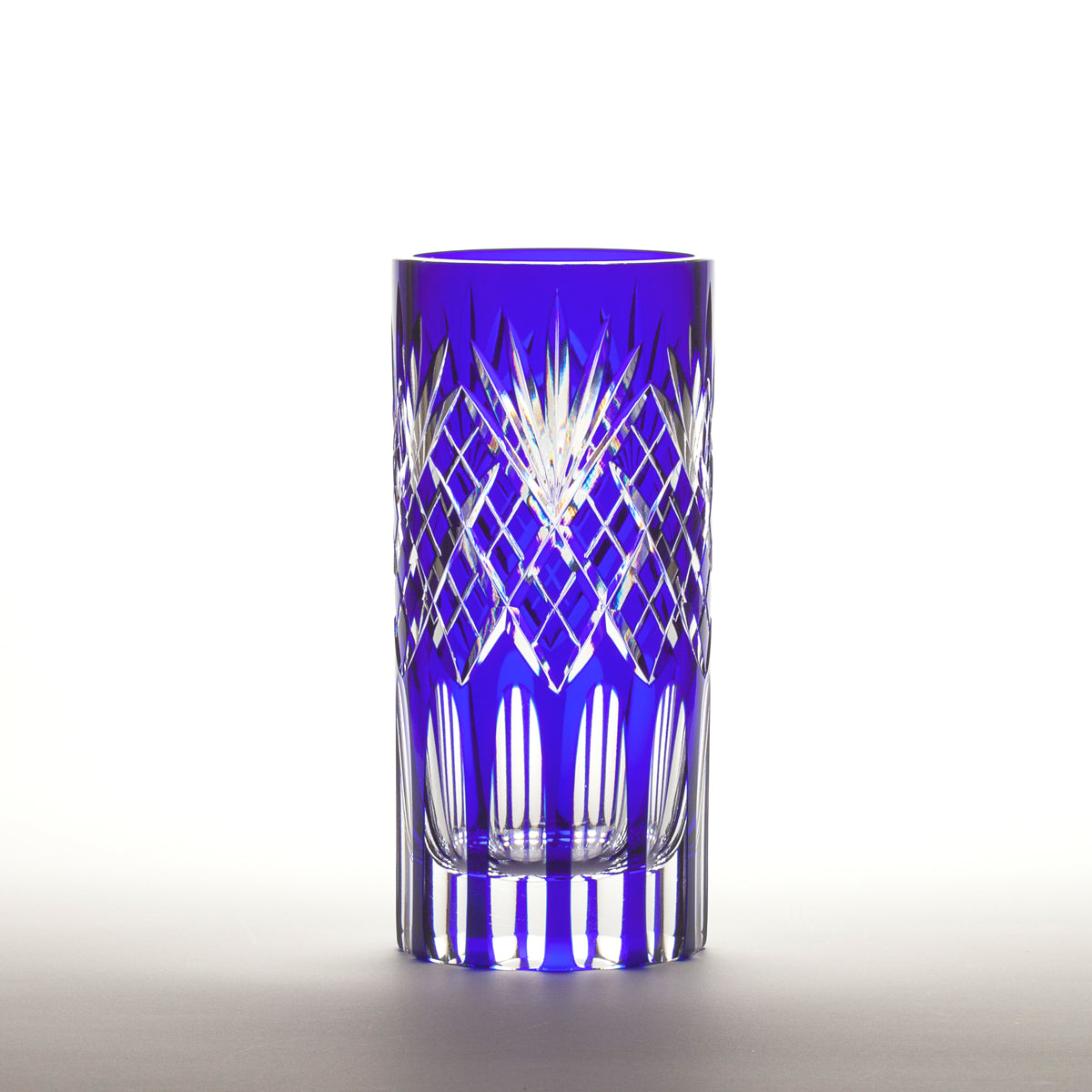 M-9031-B 剣矢来文様 寸胴花瓶 ルリ – 硝子工房 彩鳳