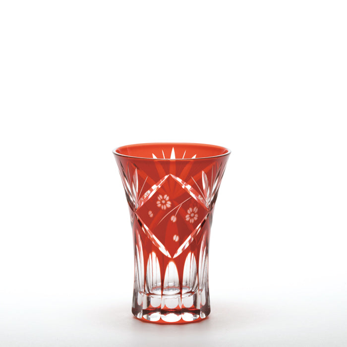 M-42-R 菱桜文様 天開ぐい吞 アカ – 硝子工房 彩鳳