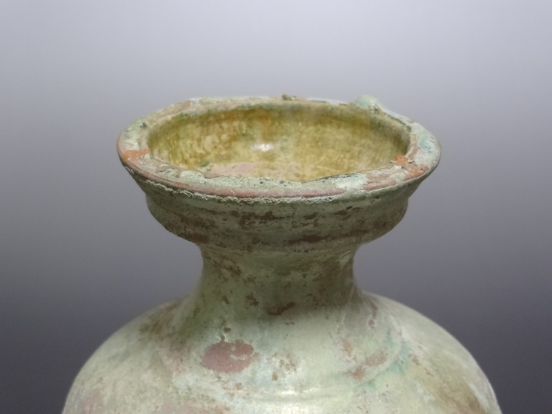 漢 緑釉 銀化小壺 仙遊洞