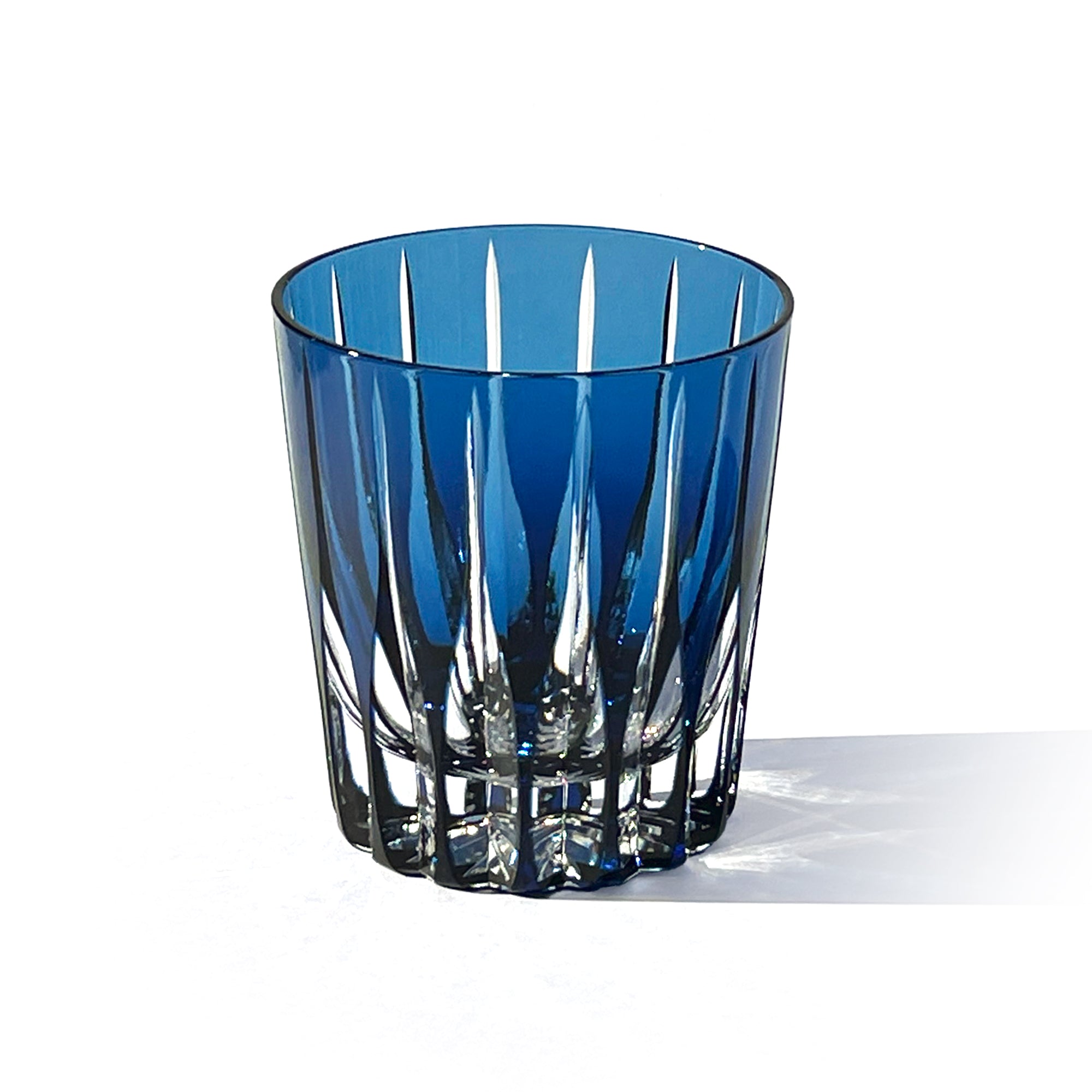 江戸切子 伝統工芸士 木村泰典 作 剣菱 オールドグラス 藍 ｜江戸切子