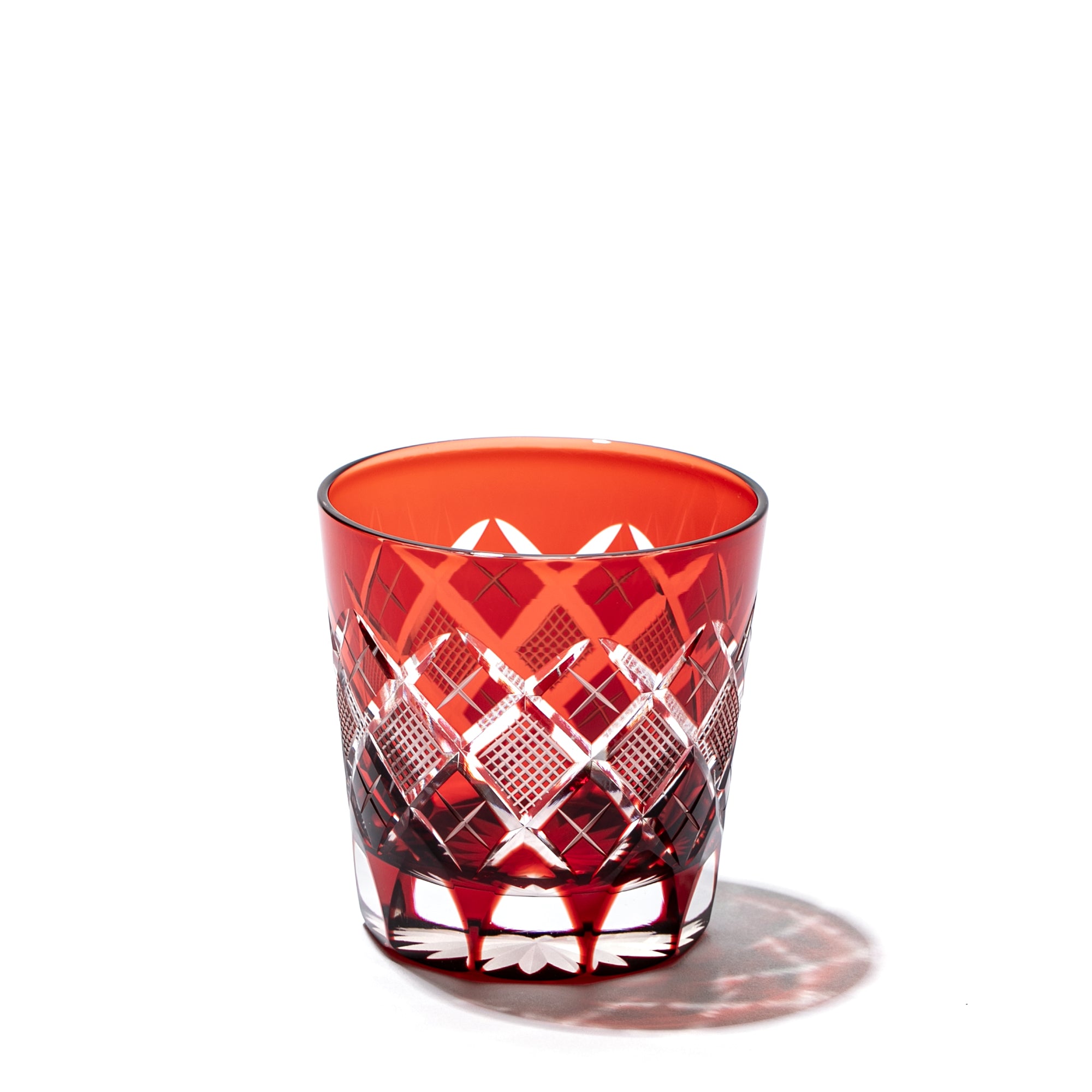 江戸切子 矢来魚子紋 フリーカップ 赤 ｜江戸切子グラスならTABLEAU