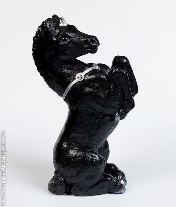 Windstone Editions Unicorn Colt, Jet Black w/ Polished Pewter Horn