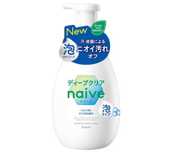 Kracie NAIVE Body Foam Soap Deep Clear 600ml Sulfate free Made in