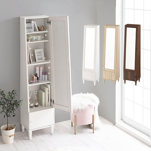 ミラー付き収納ラック ミラー ドレッサー おしゃれ ぼん家具 LCB642294