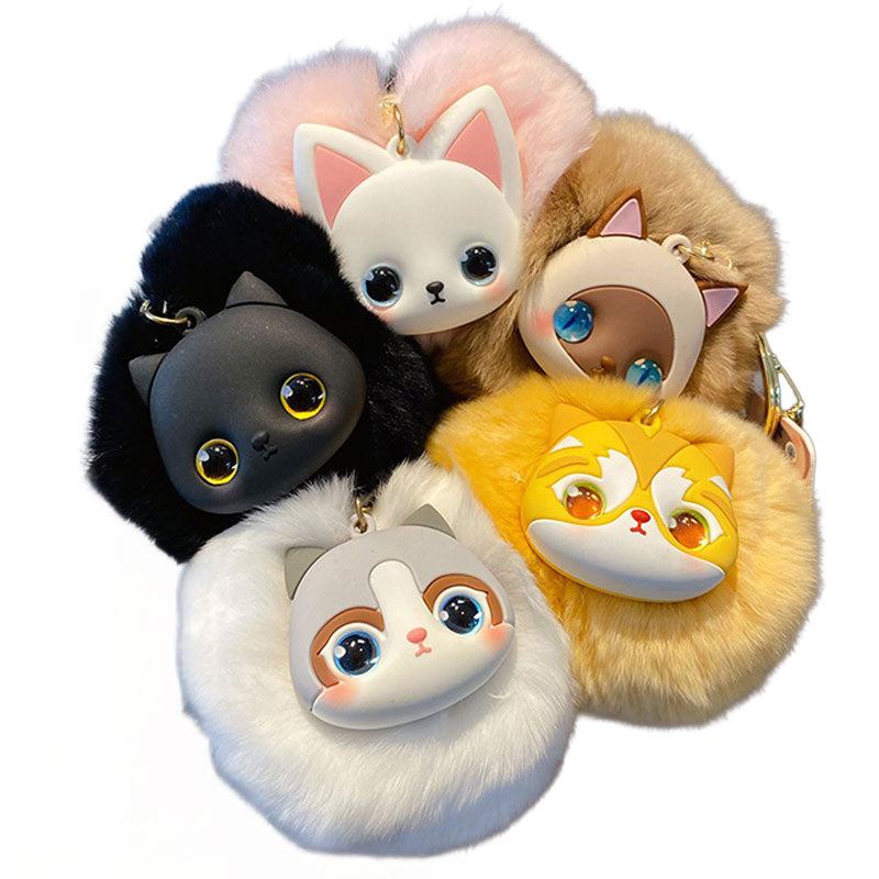 ネコ ふわふわ キーチャーム キーホルダー キーリング キーチェーン