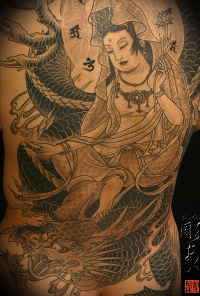 刺青作品「龍頭観音（騎龍観音）」｜刺青「彫あい」日本伝統刺青