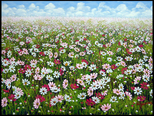 金謙伊 「コスモス」 絵画 油彩 風水画 | 中古品・不用品の高価買取り