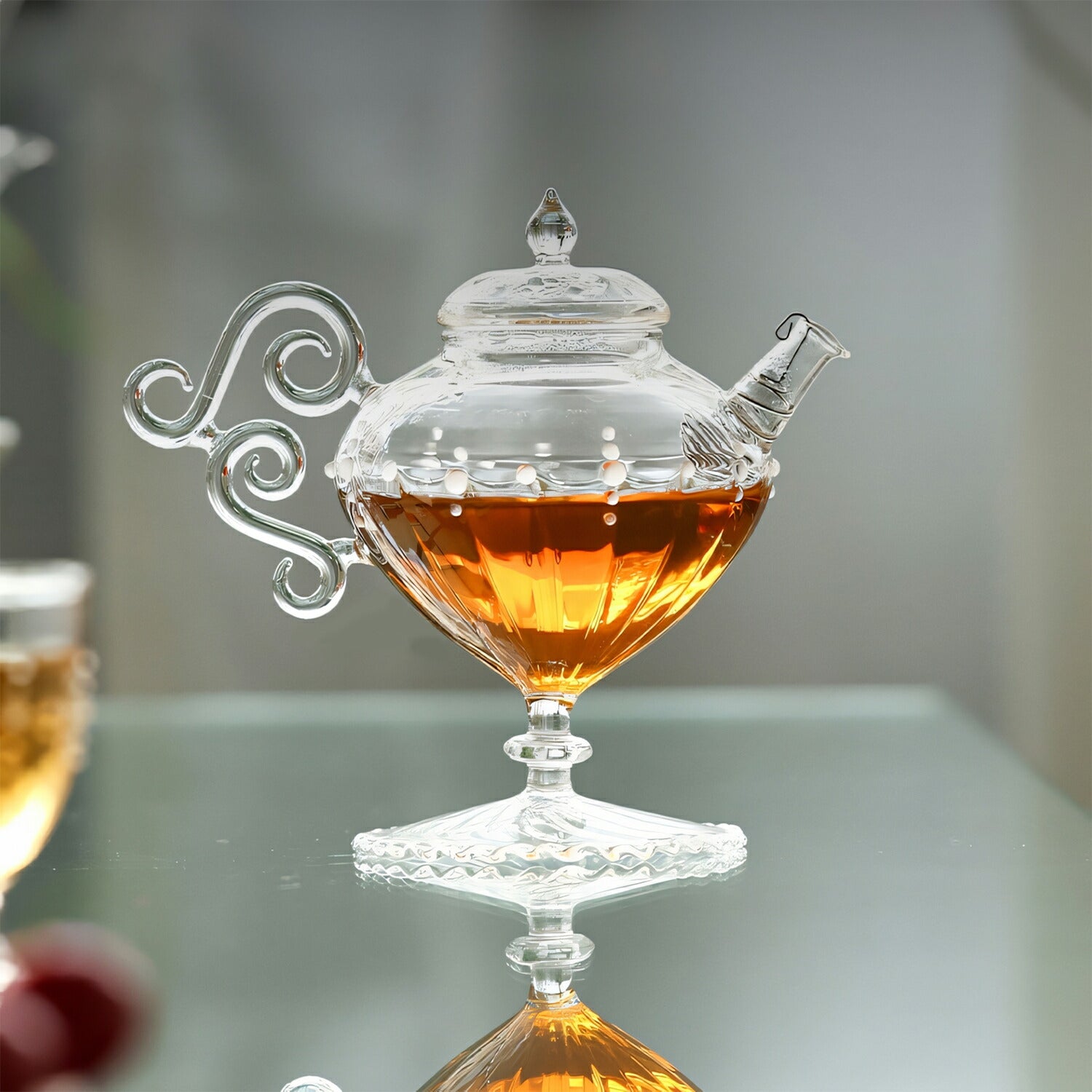 IwaiLoft Glass Art 作家作品 耐熱ガラス ティーポット 高台 ガラス