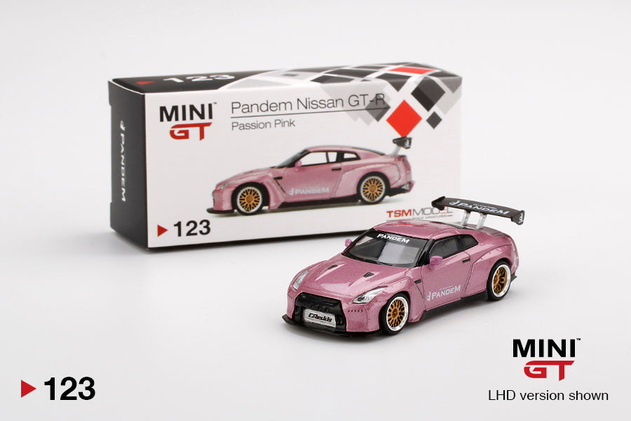 Mini GT Pandem Nissan GT-R (R35) Passion Pink GT Wing MGT00123