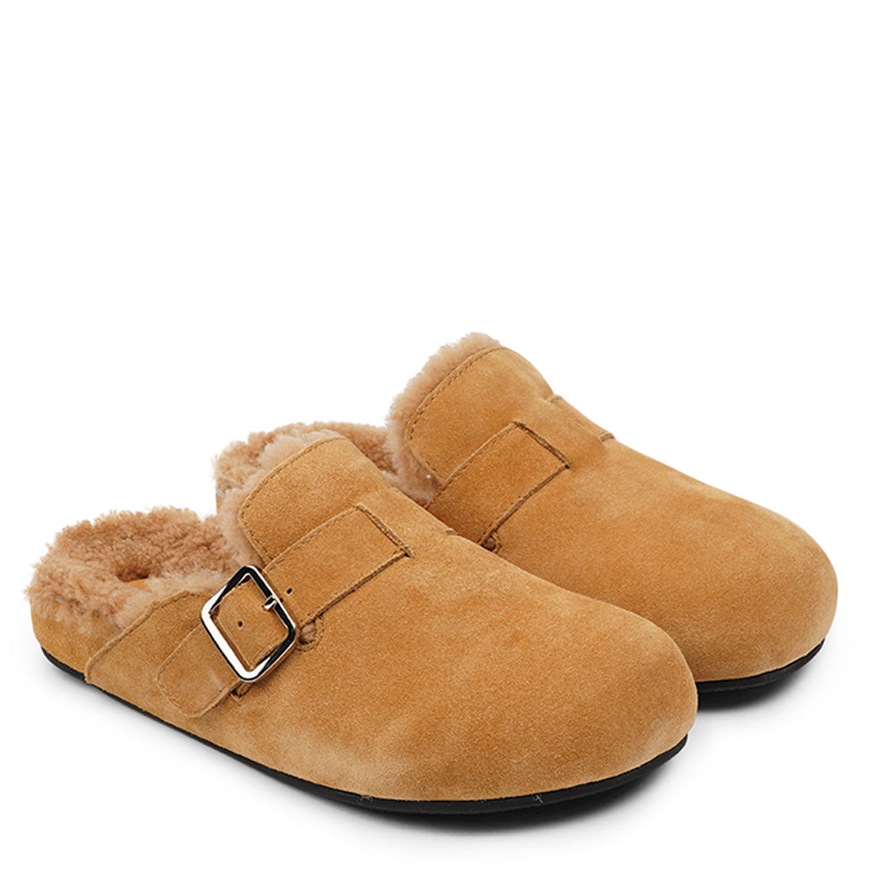 Nesso - Suede Mules with curly shearling