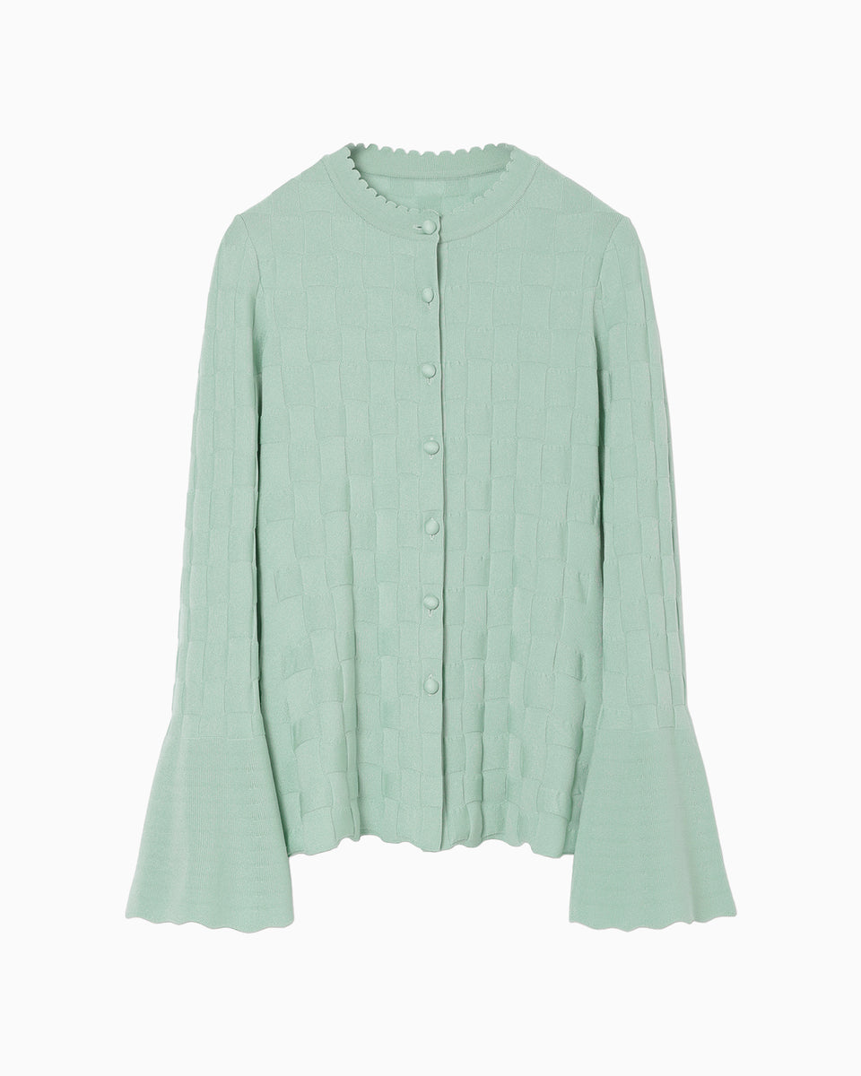 Links Stitch Knitted Cardigan - light green - Mame Kurogouchi