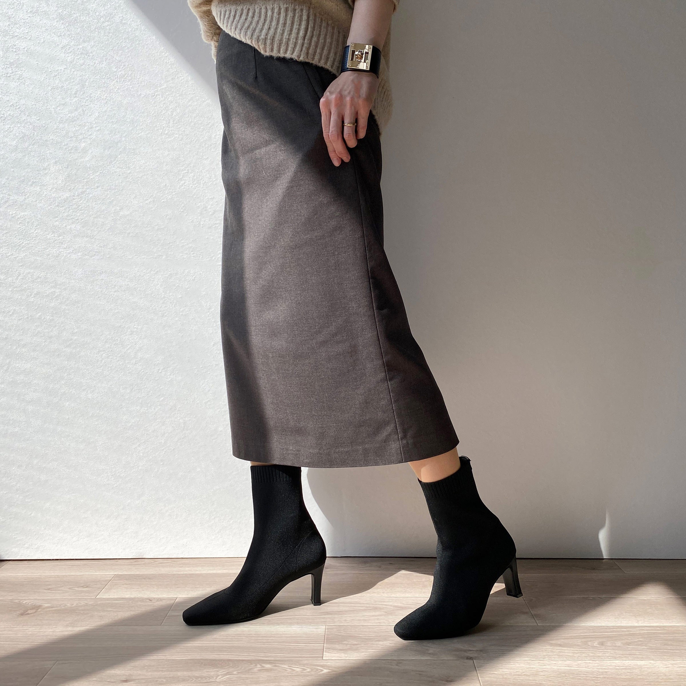 50%OFF：ストレッチニット ソックスブーツ（m74002）ブラック – mamian