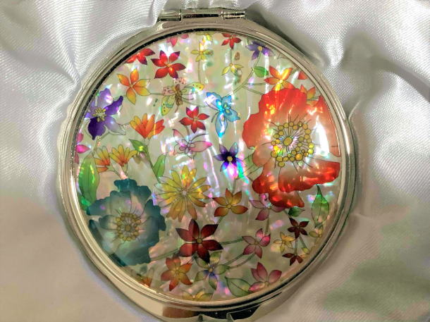 螺鈿手鏡・花