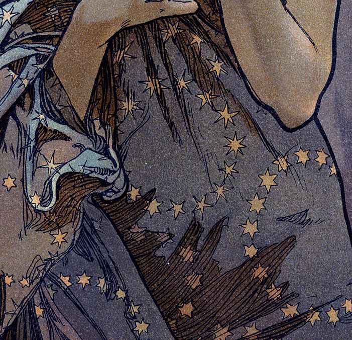 ミュシャを楽しむために：四つの星,宵の明星,月,暁の明星,北極星