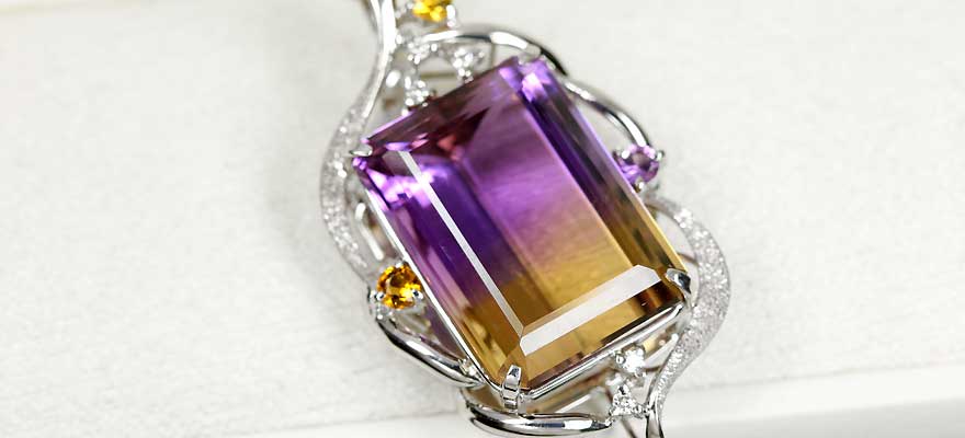 アメトリン 16ct シトリン アメジスト ダイヤモンド ホワイトゴールド