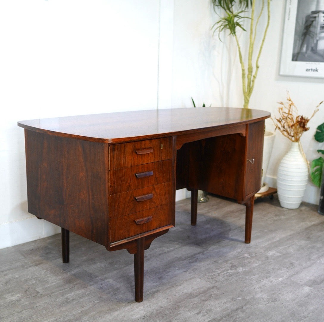 キドニーデスク 両袖デスク ローズウッド デンマーク 北欧 机 引出し