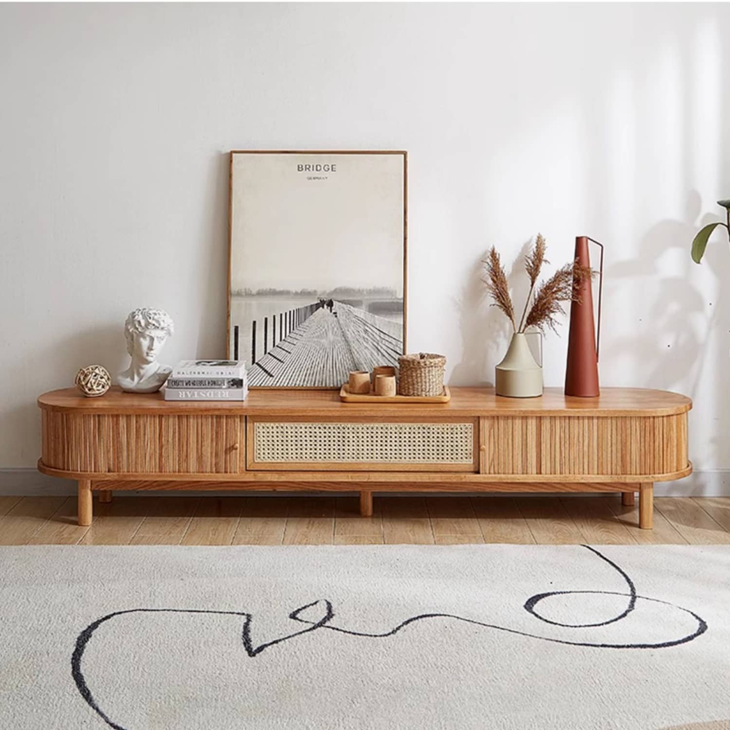 TVボード おしゃれなラタン素材+アッシュ材のテレビボード htb-1760