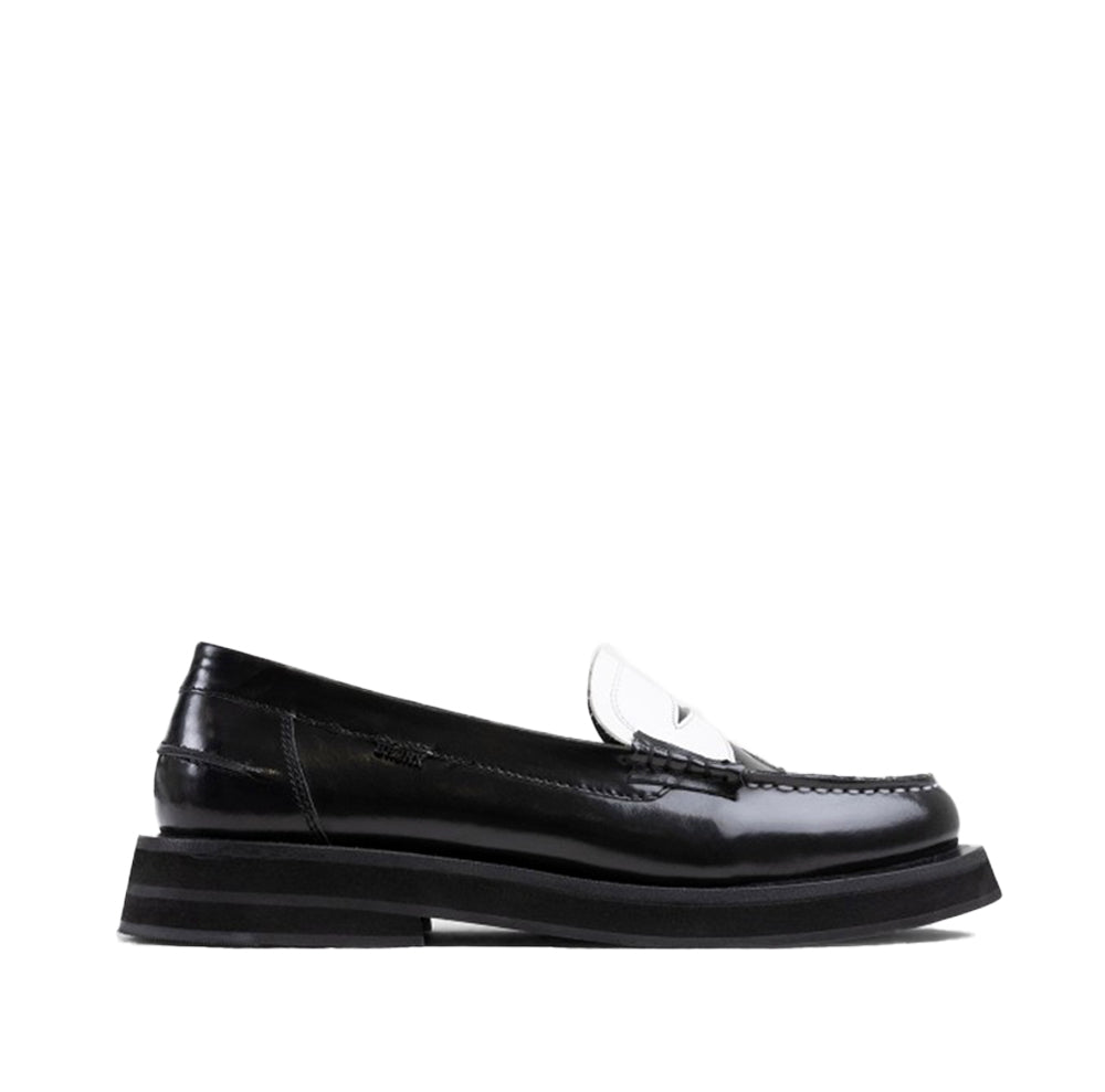 Bronx New Frizo Black White Leather Loafers