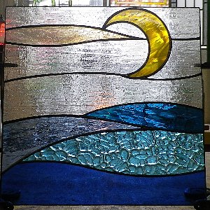 no.168 ステンドグラスパネル 「宇宙」「太陽」「海」