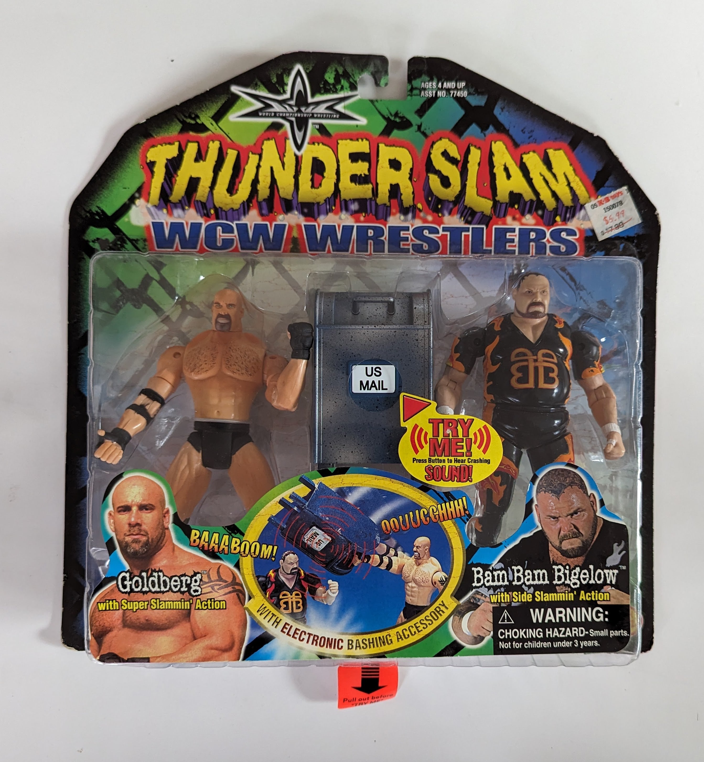 2000 WCW Toy Biz Thunder Slam Wrestlers Goldberg & Bam Bam Bigelow