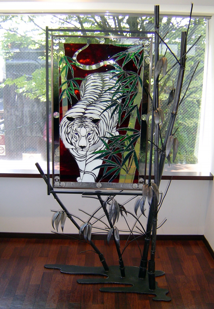works【ステンドグラスパネル（唐獅子牡丹・竹虎） 】TWO THREE IRON