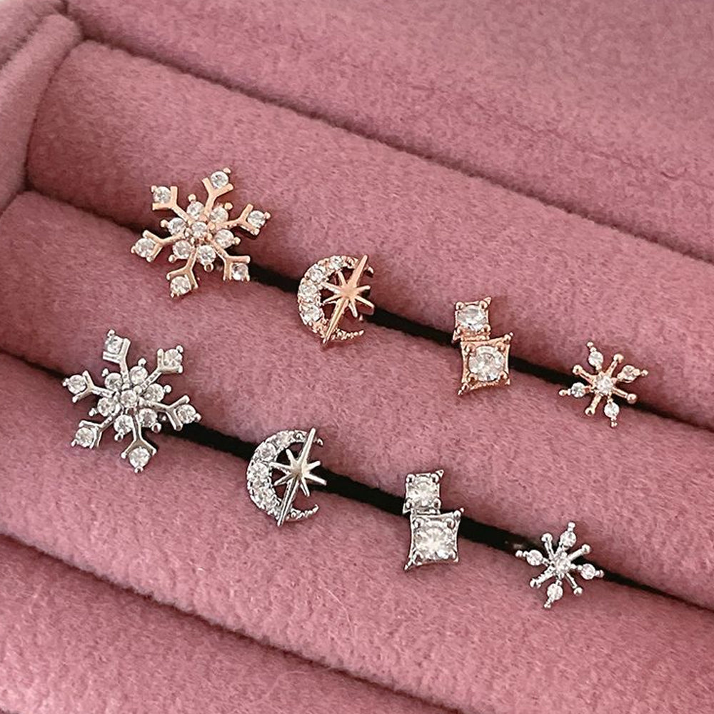 4個SET][サージカル]スノーウィンター 冬色 きらめきピアスセット