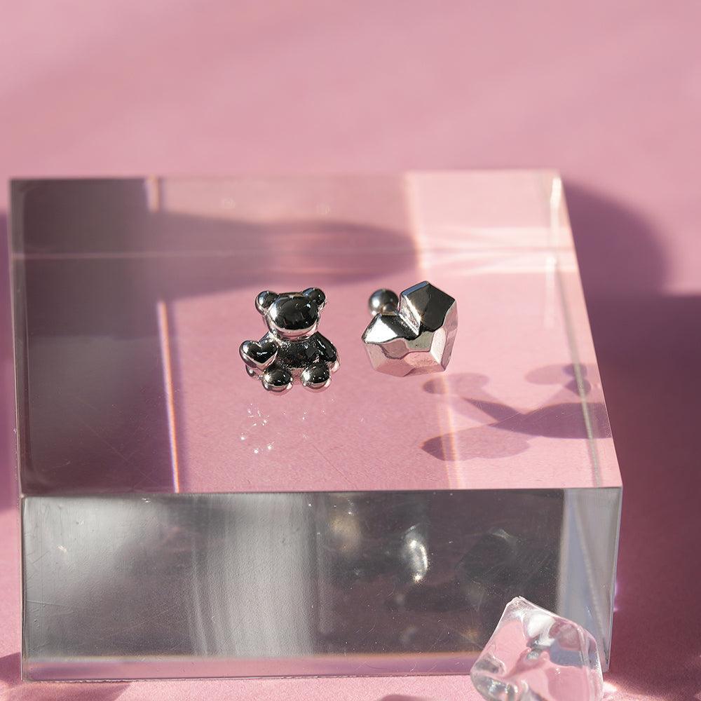 サージカル]くまちゃん&ハートピアッシング(2Type) 16G 韓国