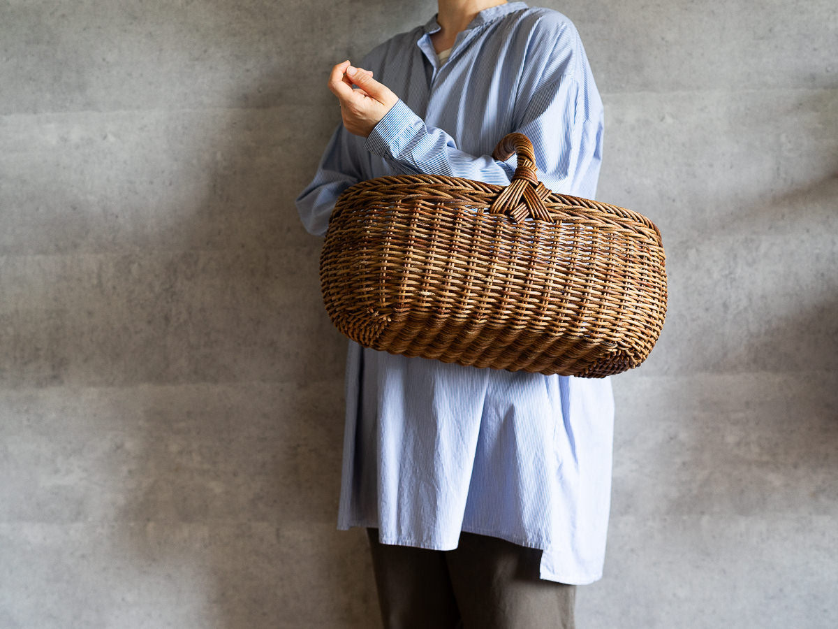 あけび蔓の手編みバスケット パンやお弁当の持ち運びに – 市川籠店