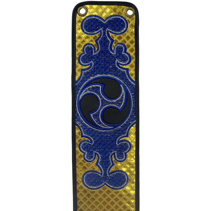 沖縄三線ティーガー（胴巻）左御紋刺繍入・紅型・龍刺繍・ミンサーの