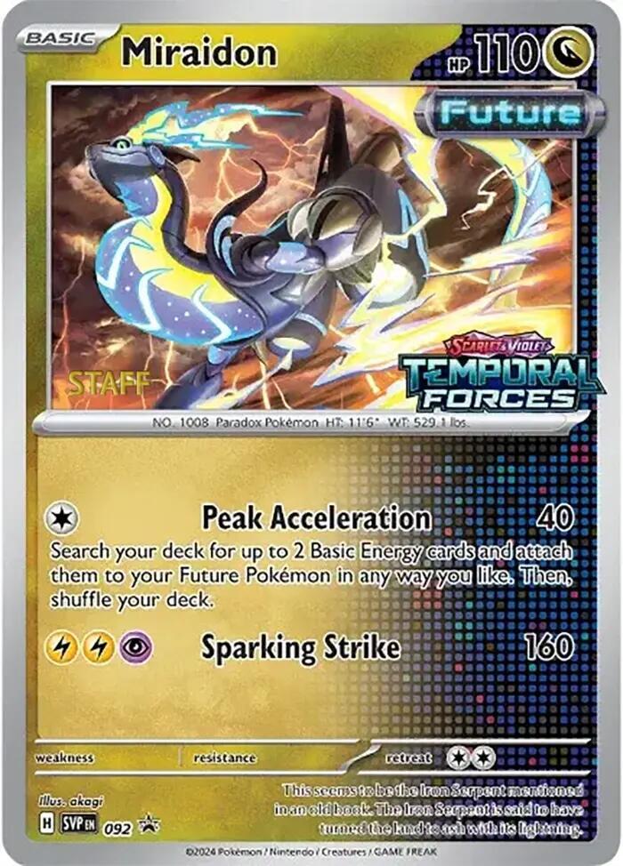 Miraidon - 092 (Prerelease) [Staff] - SV: Scarlet & Violet Promo