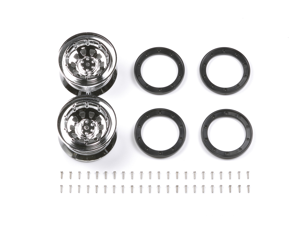 OP.1101 CR-01 メッキスタンダードホイール(オフセット0)2本: RCモデル