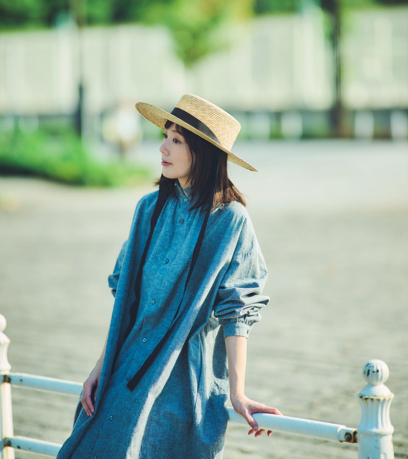 田中帽子店Cecil セシル 麦わら カンカン帽 垂れリボン 婦人用帽子